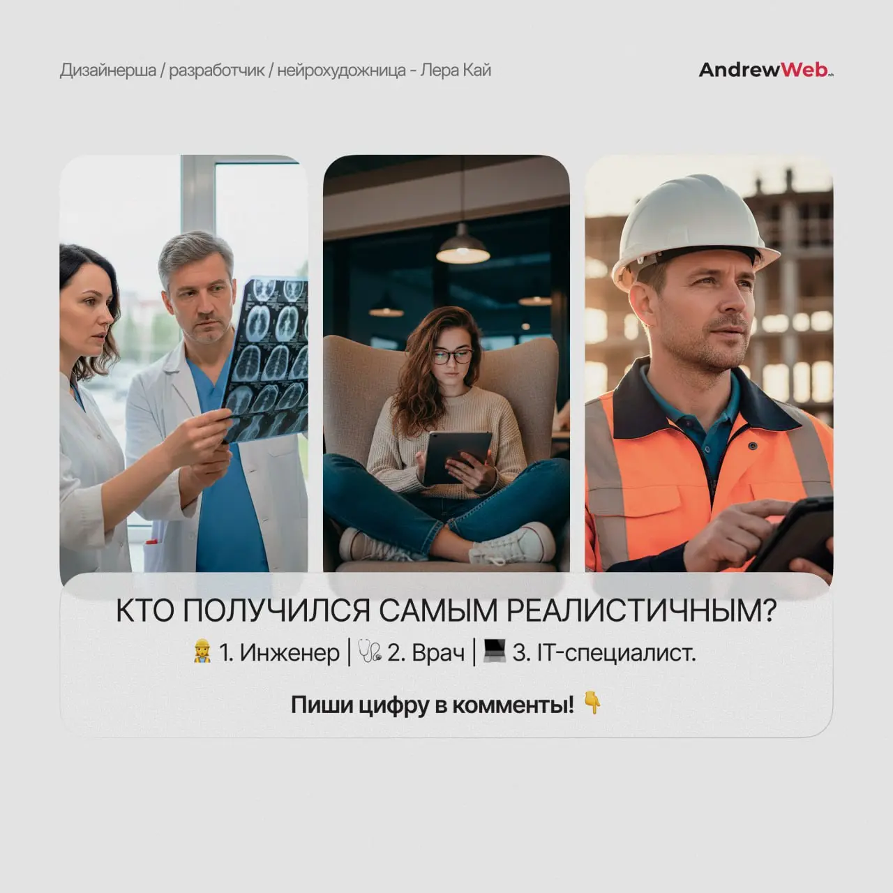 Гайз, делюсь свежим мини-кейсом, который может сэкономить вам (или вашим клиентам) кучу денег. 💸
Вместо того чтобы организовывать сложную съемку, мы сгенерили 3 идеальных персонажей для сайта | Сетка — социальная сеть от hh.ru