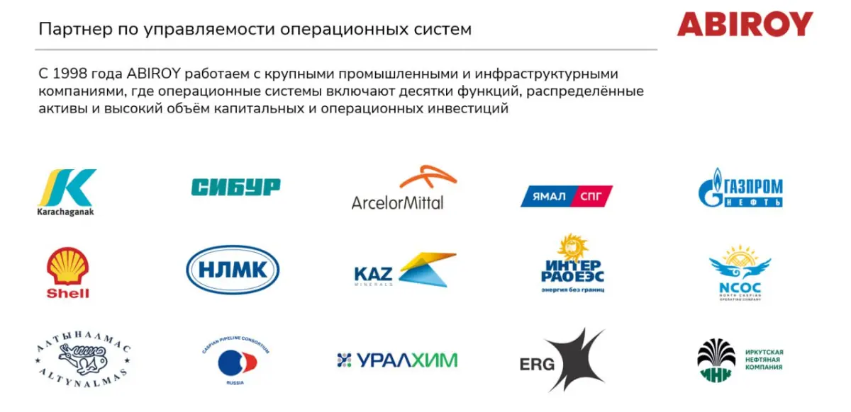 Мы - ABIROY, компания, которая с 1998 года помогает крупным промышленным и инфраструктурным предприятиям преодолевать потерю управляемости и синхронизировать разрозненные функции | Сетка — социальная сеть от hh.ru