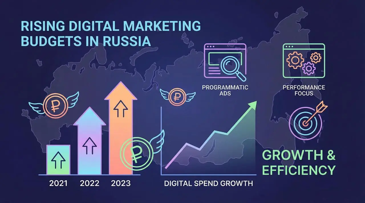 Бюджеты и российский рынок
Цифры, которые стоит знать:
1. Digital уже >70% всех рекламных расходов
2. Programmatic и performance — 80% от digital
В России рынок рекламы растёт 6–15%, >1 трлн руб | Сетка — социальная сеть от hh.ru