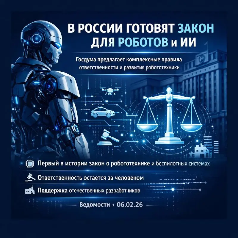 💼 Госдума готовит закон для робототехники и ИИ
В России разрабатывается первый комплексный закон о робототехнических и автономных системах | Сетка — социальная сеть от hh.ru