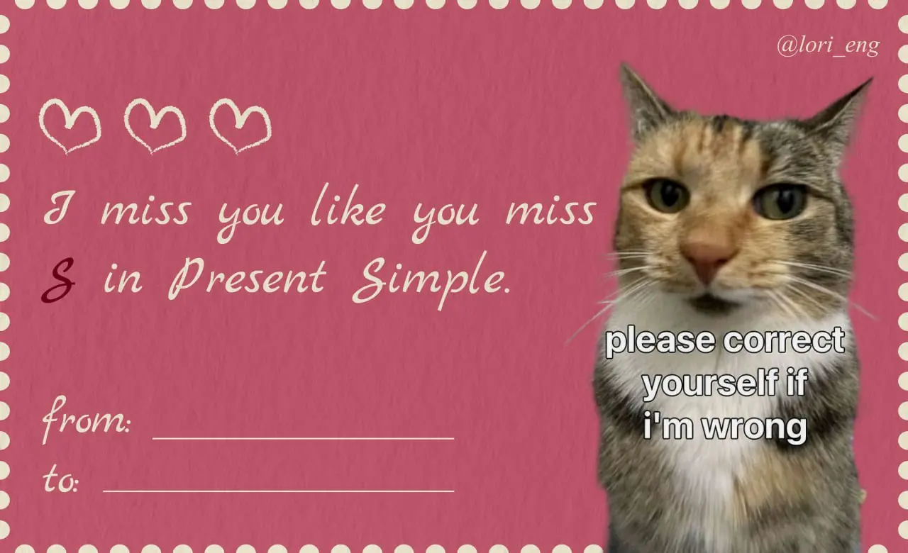 Valentine's Day cards 💌
Захотелось мне похихикать немного, поэтому ловите смешные валентинки для ваших учеников
От вас требуется лишь ❤️‍🔥 | Сетка — социальная сеть от hh.ru