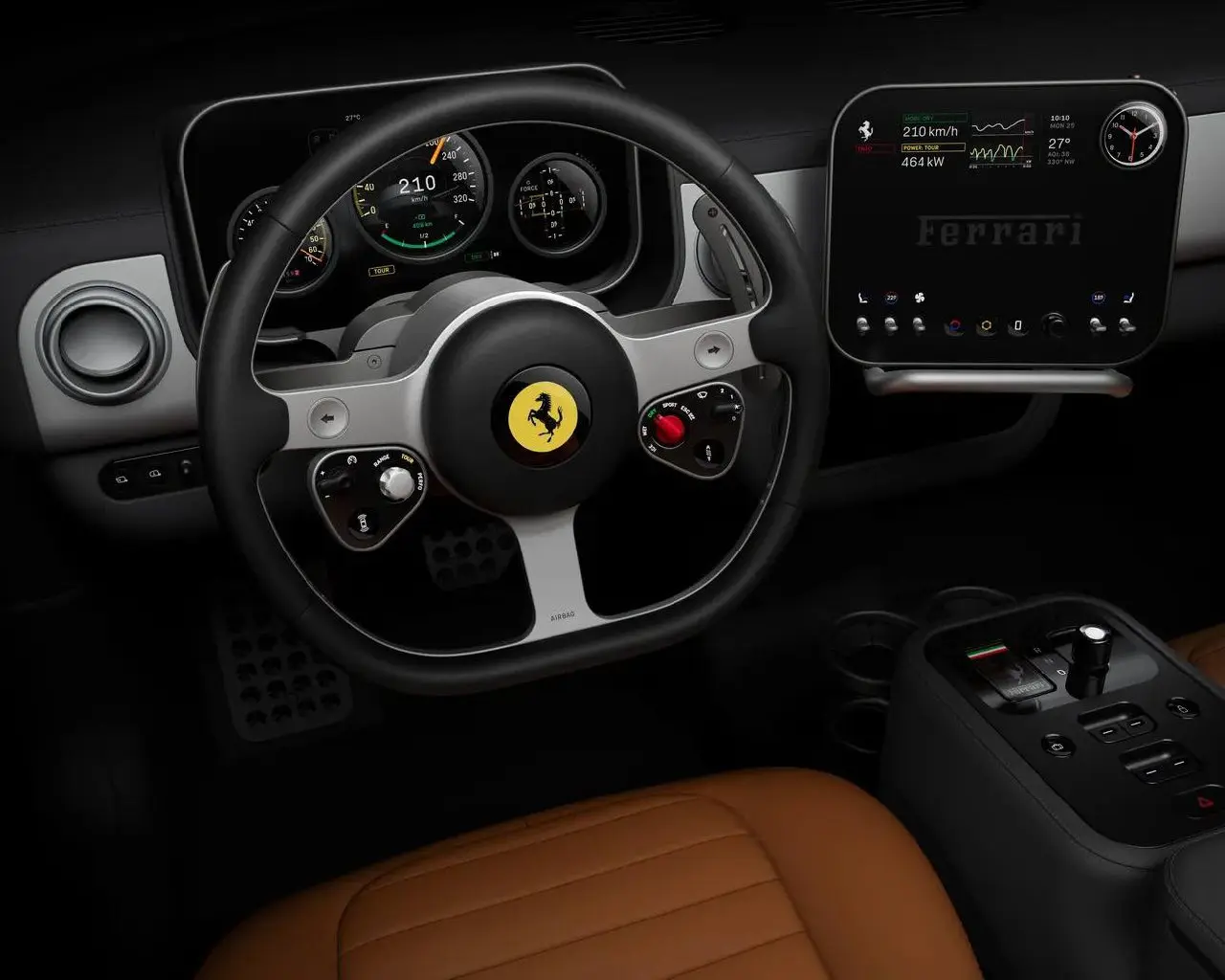 Джони Айв х Ferrari
Коллаб, который ты не ждал.
Джони со своей студией захуярил приборку для электрической феры. Что как бы уже 🤮
И тут есть интересные решения. Например физические тумблеры на дисплее | Сетка — социальная сеть от hh.ru