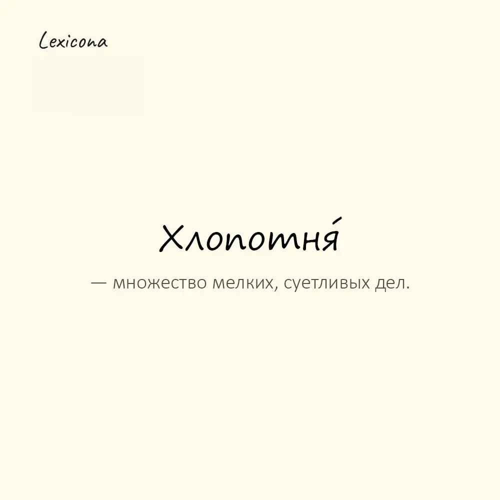 Хлопотня́ — множество мелких, суетливых дел.
Пример употребления:
Вся неделя прошла в хлопотне. | Сетка — социальная сеть от hh.ru