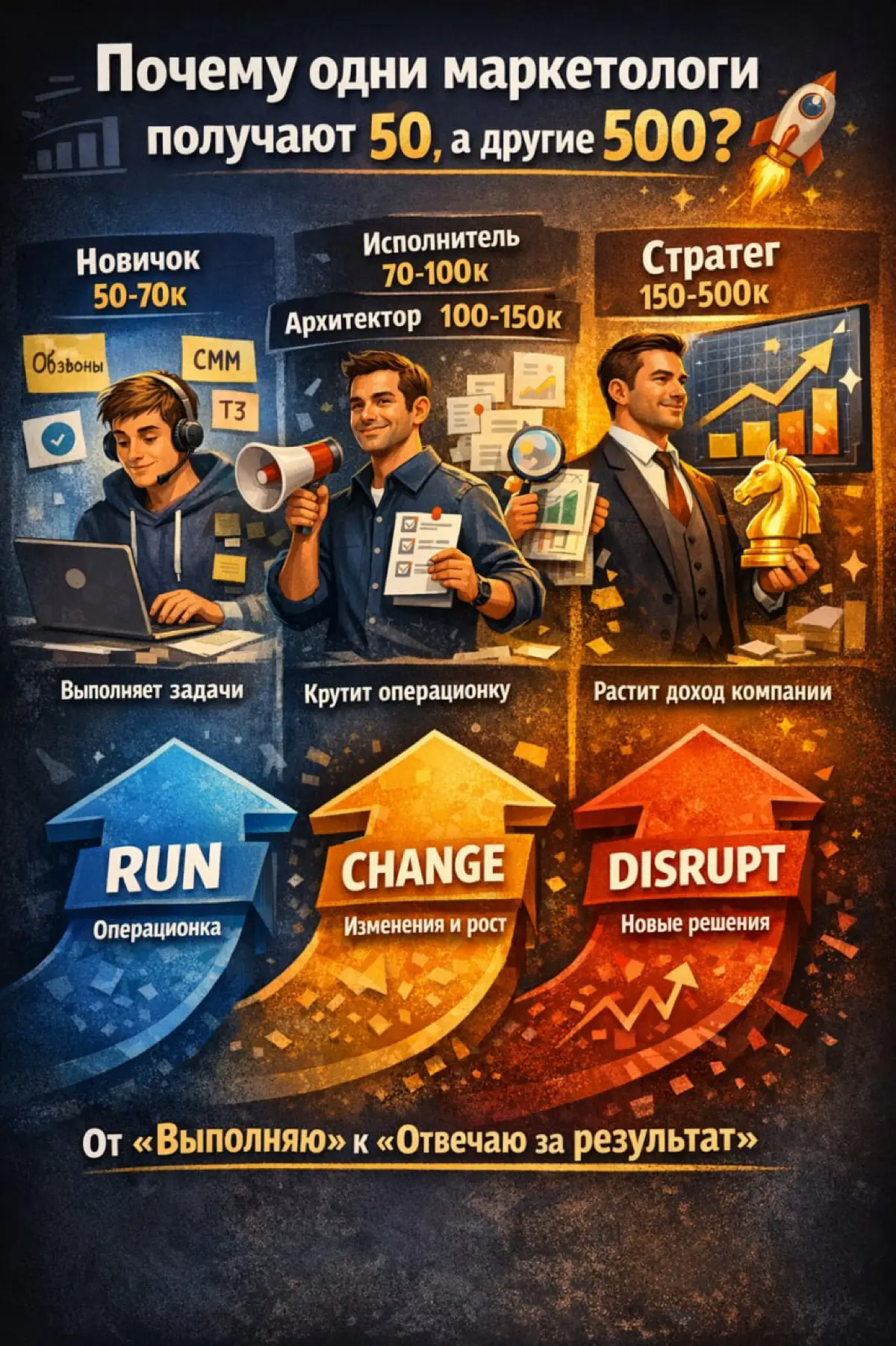 Почему одни маркетологи получают 50, а другие 500 | Сетка — социальная сеть от hh.ru
