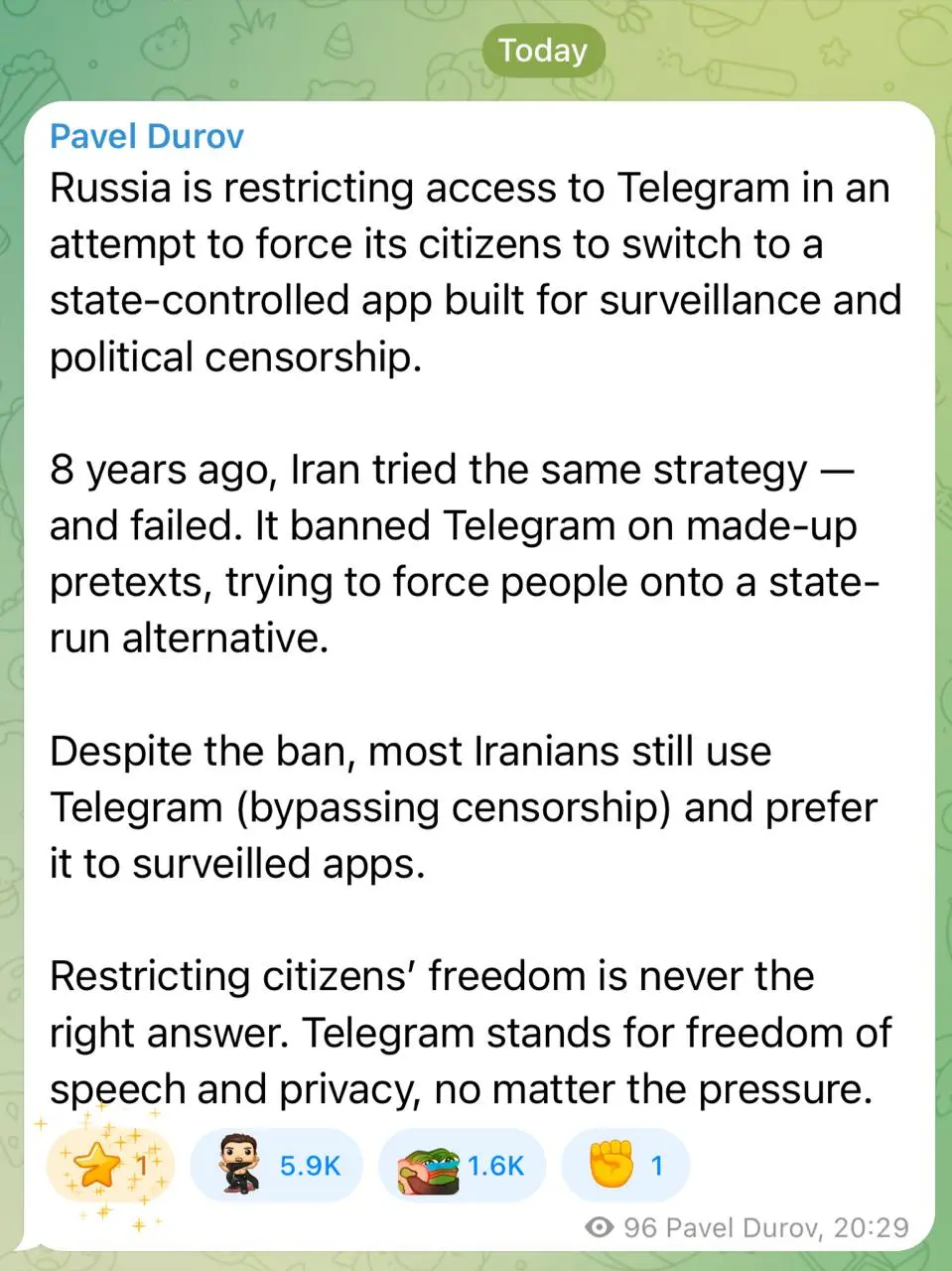 ⚡️Дуров впервые прокомментировал блокировку Телеграма в России | Сетка — социальная сеть от hh.ru
