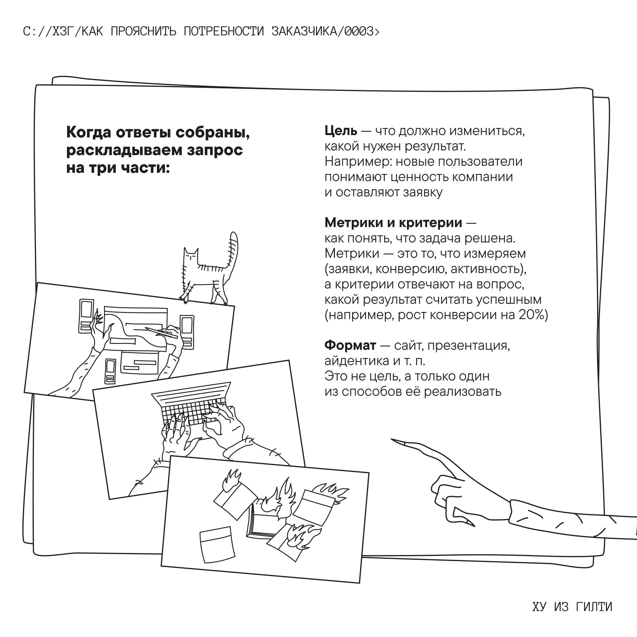 Как помочь заказчику понять, что ему на самом деле нужно
Рассказывает Аня Прокопьева, фаундер и арт-дир студии
[ n u t i c h ]
Запрос заказчика звучит уже как решение, а не описание проблемы | Сетка — социальная сеть от hh.ru