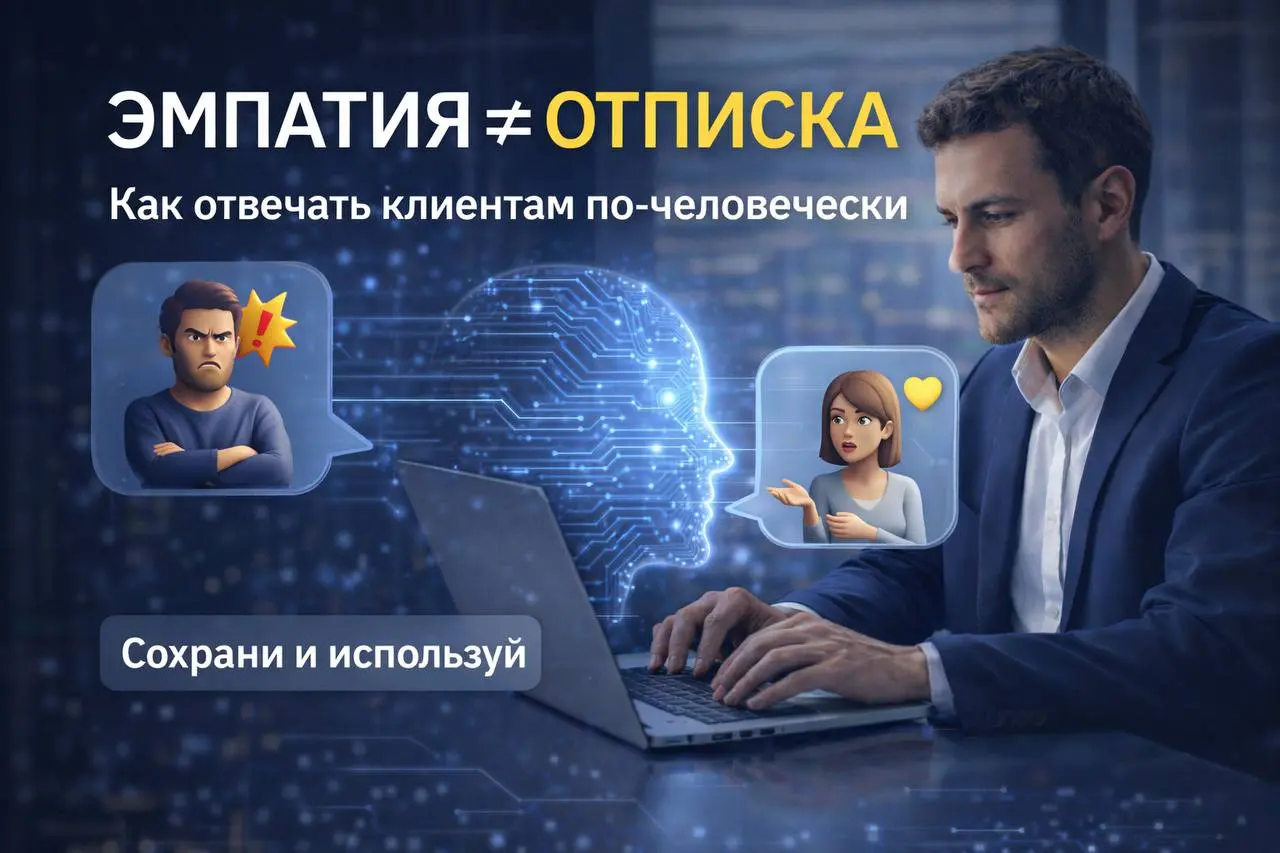 Кейс - Промт 4
Большинство ответов клиентам звучат одинаково:
формально, холодно и без реального участия | Сетка — социальная сеть от hh.ru
