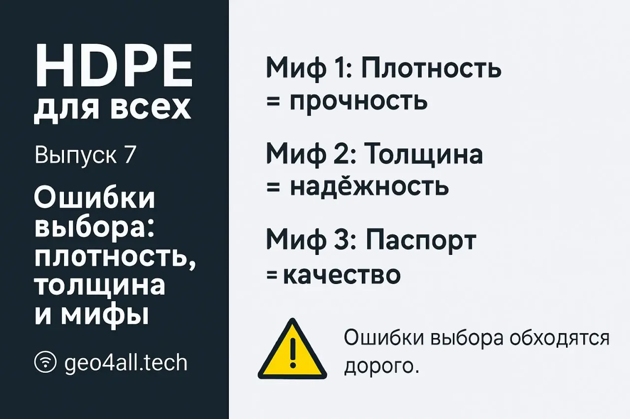 🔍 HDPE для всех — Выпуск № 7 Ошибки выбора: плотность, толщина и мифы
Плотность 0,94? Толщина 2 мм? Паспорт от завода? Вся продукция сертифицирована? Звучит солидно, но… всё это не гарантирует долгове... | Сетка — социальная сеть от hh.ru