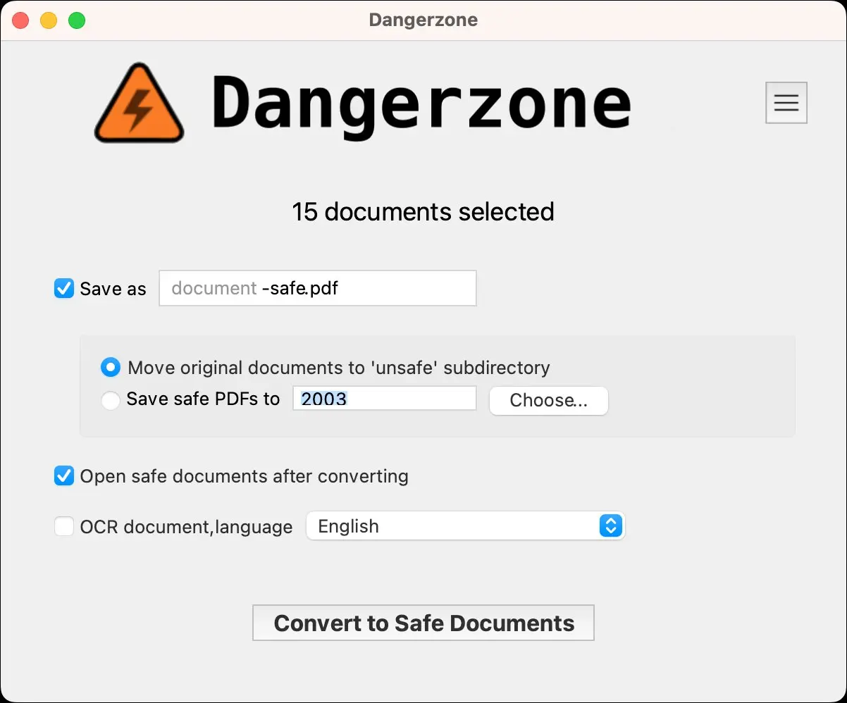 dangerzone
Это инструмент для преобразования потенциально опасных PDF-файлов, офисных документов и изображений в безопасные PDF-документы | Сетка — социальная сеть от hh.ru