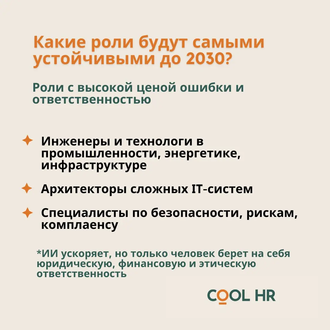 Какие роли будут самыми устойчивыми до 2030
Изучая материалы Всемирного экономического форума по теме future of work, я заметила, что сейчас ключевой критерий устойчивости специалиста на рынке - то, ч... | Сетка — социальная сеть от hh.ru