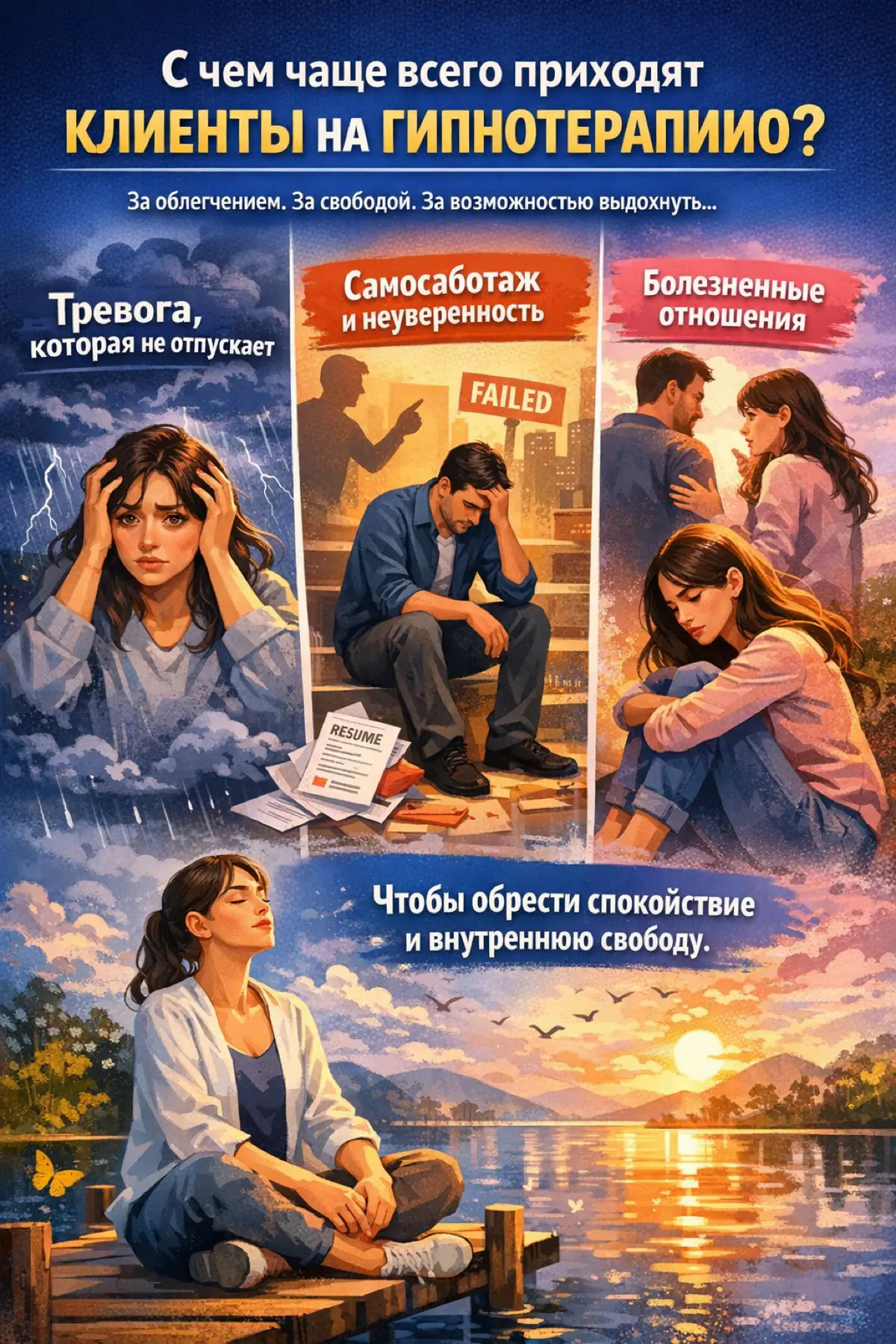 С чем приходят в гипнотерапию?! | Сетка — социальная сеть от hh.ru