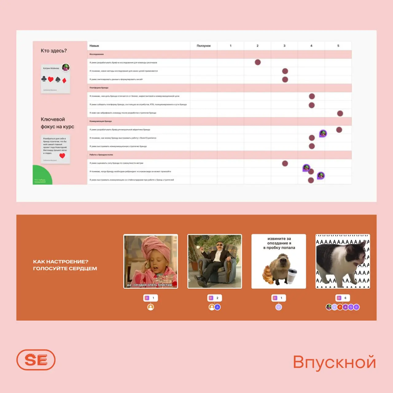 Вот так ярко стартовали с десятым потоком курса «Бренд-стратегия как инструмент для бизнеса» 🧡
Подглядели, как прошёл Впускной — формат знакомства и нетворкинга перед обучением | Сетка — социальная сеть от hh.ru