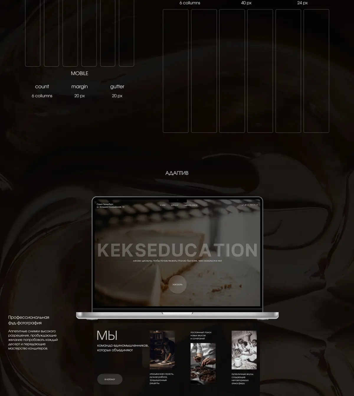Лендинг для кондитерской KEKSEDUCATION | Сетка — социальная сеть от hh.ru