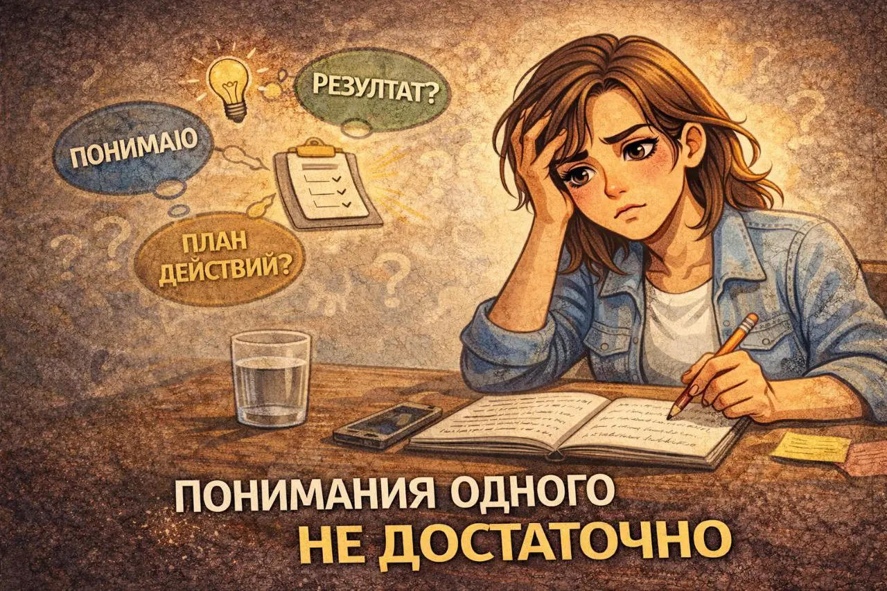 Понимать недостаточно.
Понимание - это первый шаг, но без системного анализа всей конструкции жизни оно быстро растворяется | Сетка — социальная сеть от hh.ru