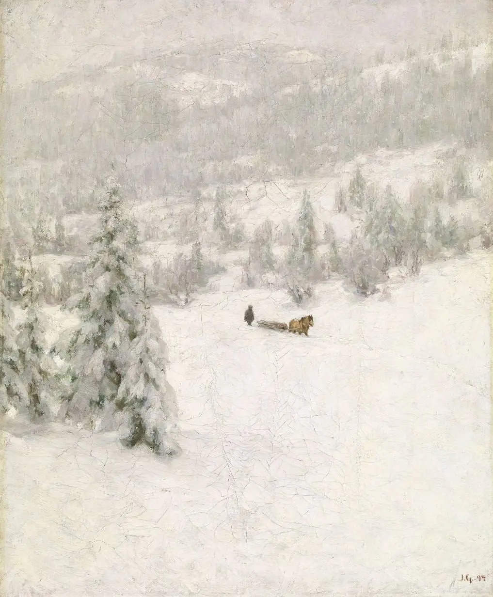 “Зима”Якоб Глёрсен (1894) Глёрсен, норвежский художник, работал в русле северного реализма и тональной живописи. Его интересовало состояние природы: холодный свет, влажный воздух, ощущение тишины | Сетка — социальная сеть от hh.ru