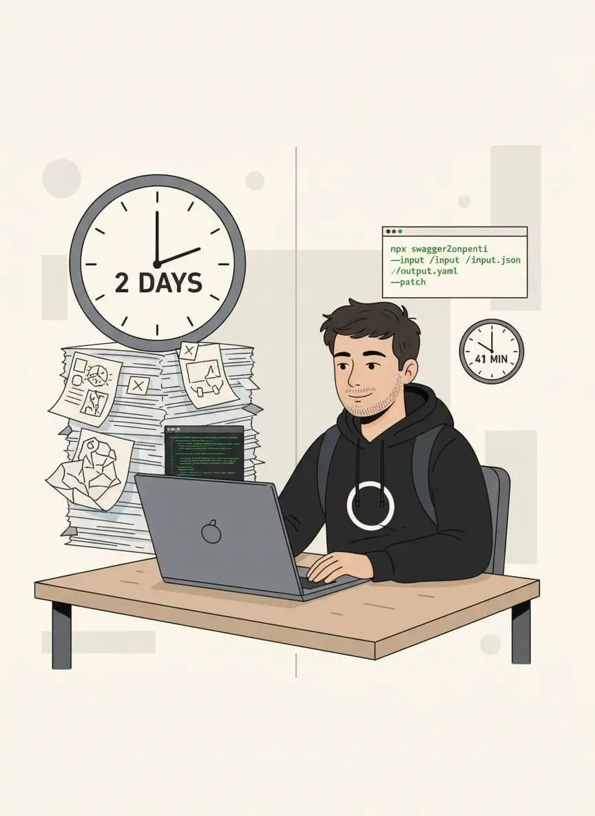 История одной команды в консоле
На работе переходим на контрактное программирование. В рамках задачи нужно было выполнить миграцию с OpenAPI 2 на OpenAPI 3.
Я человек простой: надо — значит надо | Сетка — социальная сеть от hh.ru