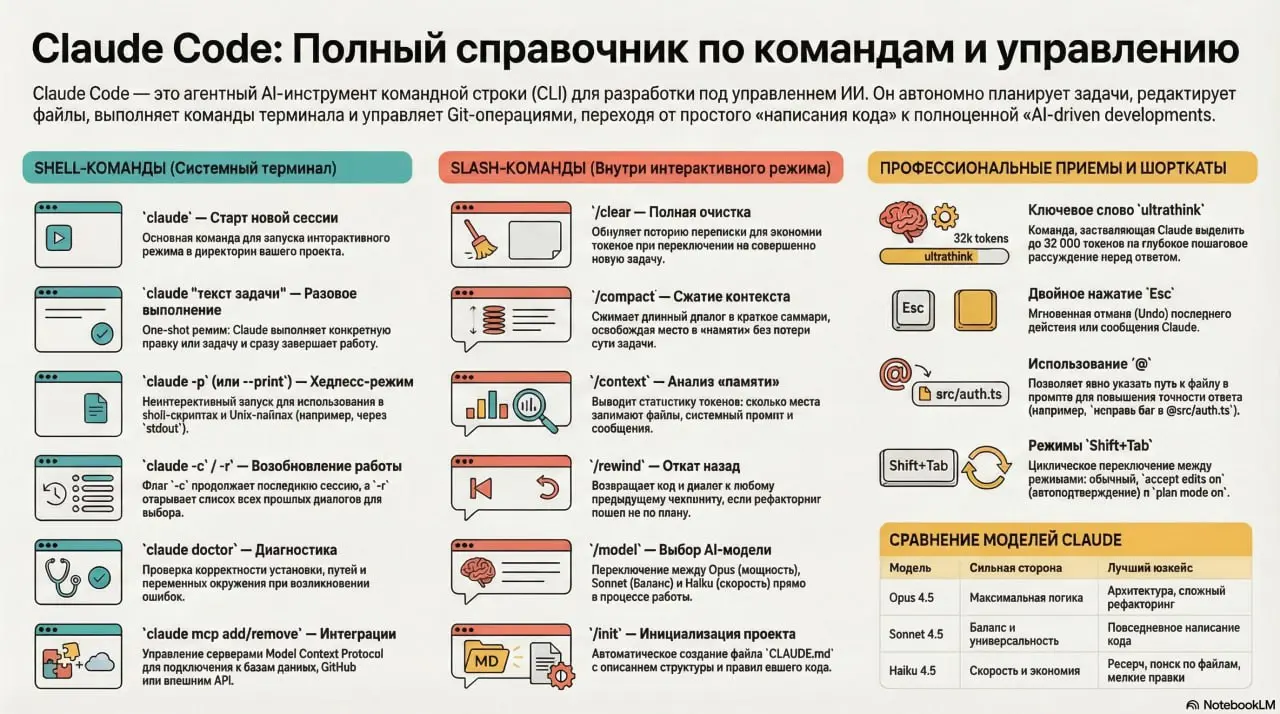 🚀 Полный гайд по командам Claude Code: шпаргалка для разработчика
Если вы уже интегрировали Claude Code или Z-ai установлен через плагин клода в свой воркфлоу, правильное использование команд сэкономи... | Сетка — социальная сеть от hh.ru