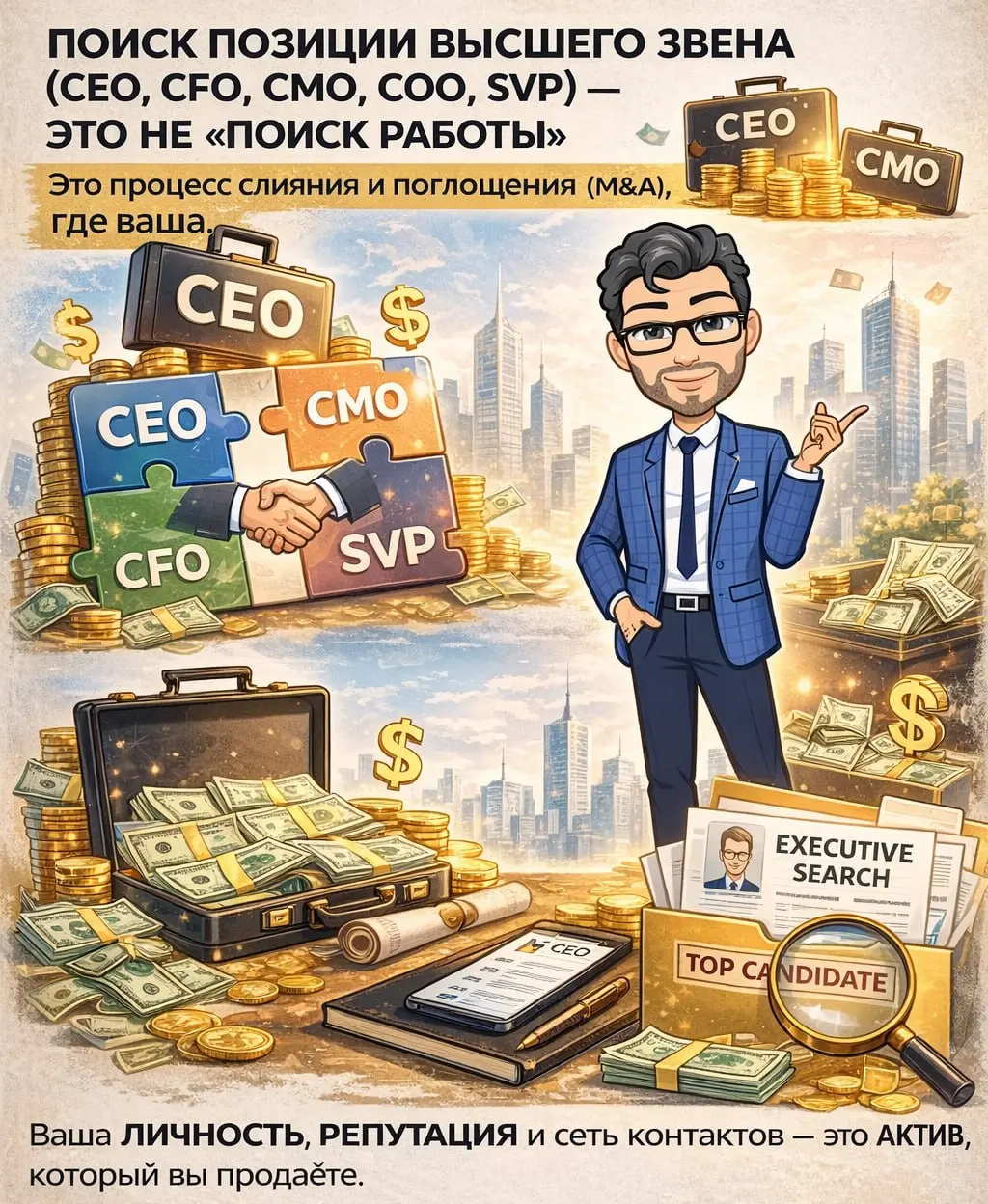 🅰️ Поиск позиции высшего звена (CEO, CFO, CMO, COO, SVP в крупных корпорациях) — это не «поиск работы» | Сетка — социальная сеть от hh.ru