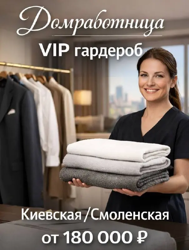 ДОМРАБОТНИЦА (ВИП ГАРДЕРОБ)
От 180 000₽
Прямой работодатель
• Москва, м | Сетка — социальная сеть от hh.ru