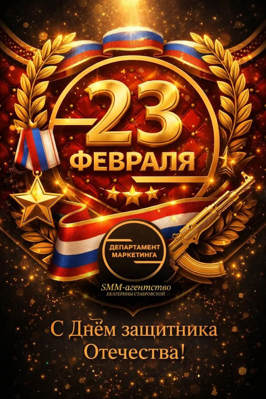 🎖️ С 23 февраля! 🎖️
Дорогие мужчины!
Команда SMM-агентства «Департамент Маркетинга» спешит поздравить вас с Днём защитника Отечества!
Желаем силы, уверенности и смелости во всех начинаниях | Сетка — социальная сеть от hh.ru
