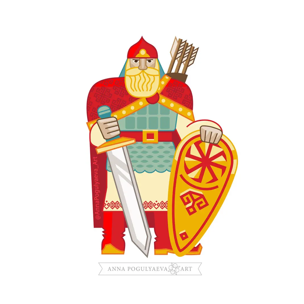 Русский богатырь. Векторная иллюстрация | Сетка — социальная сеть от hh.ru