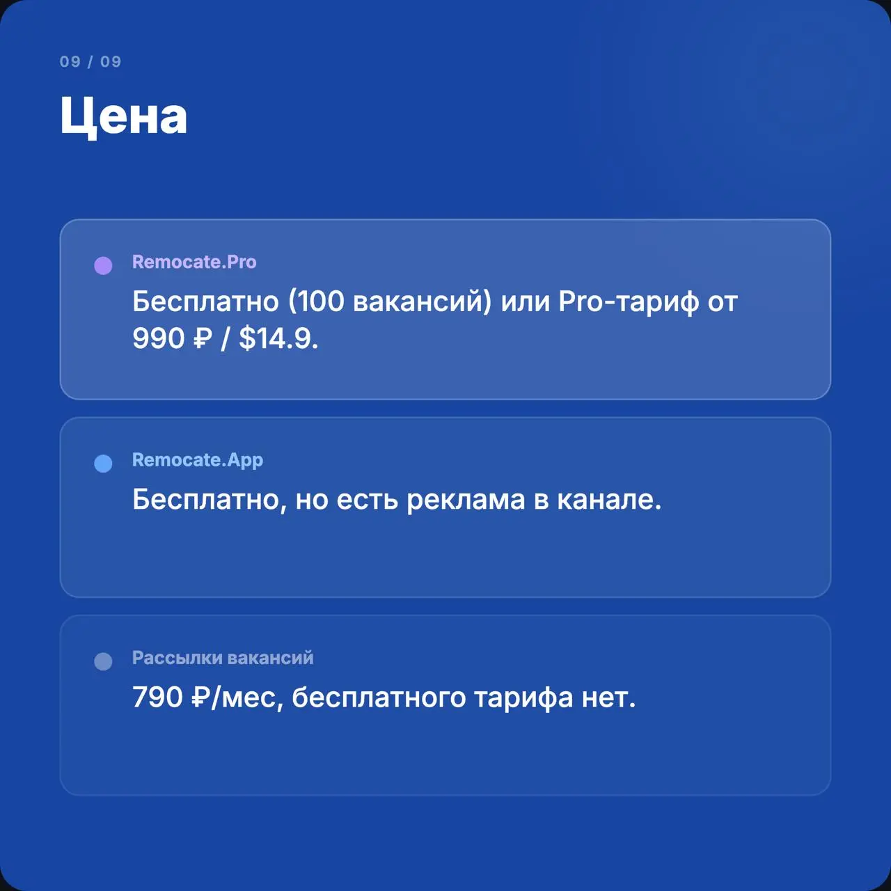 Remocate.Pro: честное сравнение с другими нашими продуктами — бесплатным джоб-бордом remocate.app и рассылками эксклюзивных вакансий.
Листайте карточки — там 9 критериев.
Если коротко:
Remocate | Сетка — социальная сеть от hh.ru