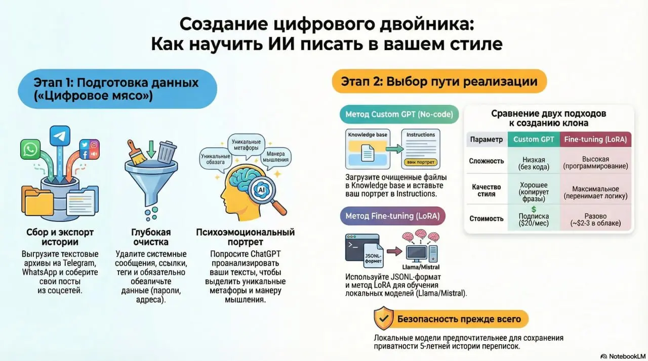 🤖 Как клонировать себя и заставить ИИ общаться вашим стилем?
(Полный гайд по созданию цифрового двойника)
Представьте вы спите, работаете над сложным кодом или просто пьете кофе, а в это время ваш иде... | Сетка — социальная сеть от hh.ru