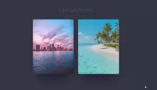 Card Split Hovers  - Эффект наведения, реализованный с помощью HTML(Pug), CSS, JavaScript
https://codepen.io/simeydotme/pen/abqYGWa | Сетка — социальная сеть от hh.ru