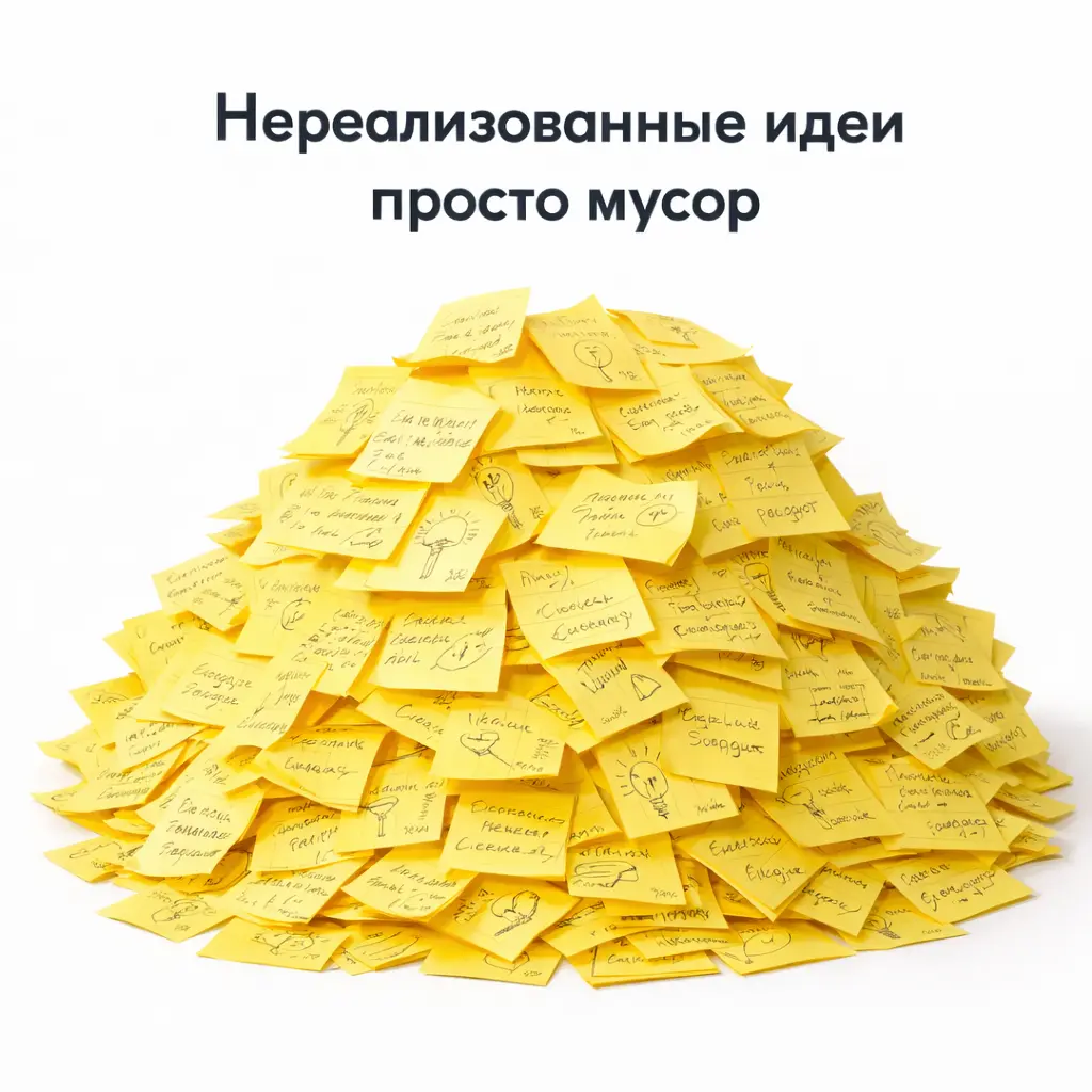 Нереализованные идеи — просто мусор 🗑
Да, звучит жёстко. Но это правда.
Каждый день у нас рождаются идеи. Мы записываем их на стикерах, в заметках, в голове. А потом… ничего | Сетка — социальная сеть от hh.ru