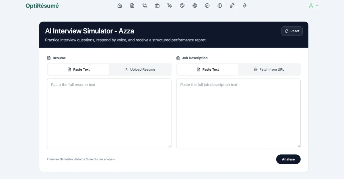 Новая функция - ИИ симулятор интервью – Азза:
Мы представляем одно из самых мощных обновлений OptiResume - полностью интерактивный голосовой ИИ-симулятор интервью.
Это не просто вопросы на экране | Сетка — социальная сеть от hh.ru