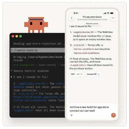 🖥 Claude Code теперь позволяет управлять процессом удаленно.
Вы можете запускать задачу в терминале… и управлять ею со своего телефона.
Claude продолжает работать на вашем компьютере, пока вы отходите | Сетка — социальная сеть от hh.ru