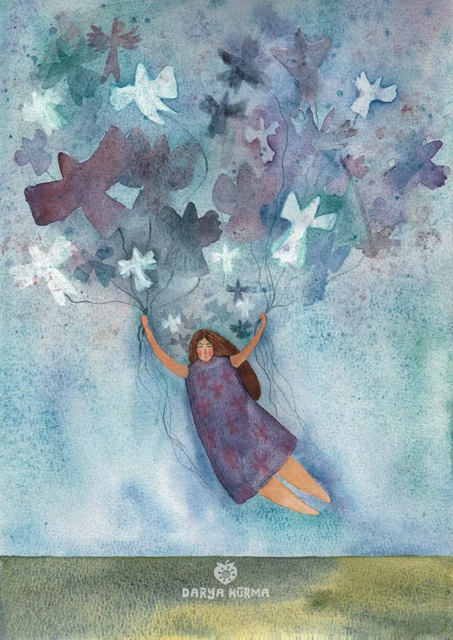 Недавно ночью мне пришло стихотворение. Я записала его, в утром села рисовать к нему картину, потом немного нейрошаманизма и вуаля - уже готова песня:
Отпускай свои мысли-птицы в небо,
Отпускай | Сетка — социальная сеть от hh.ru