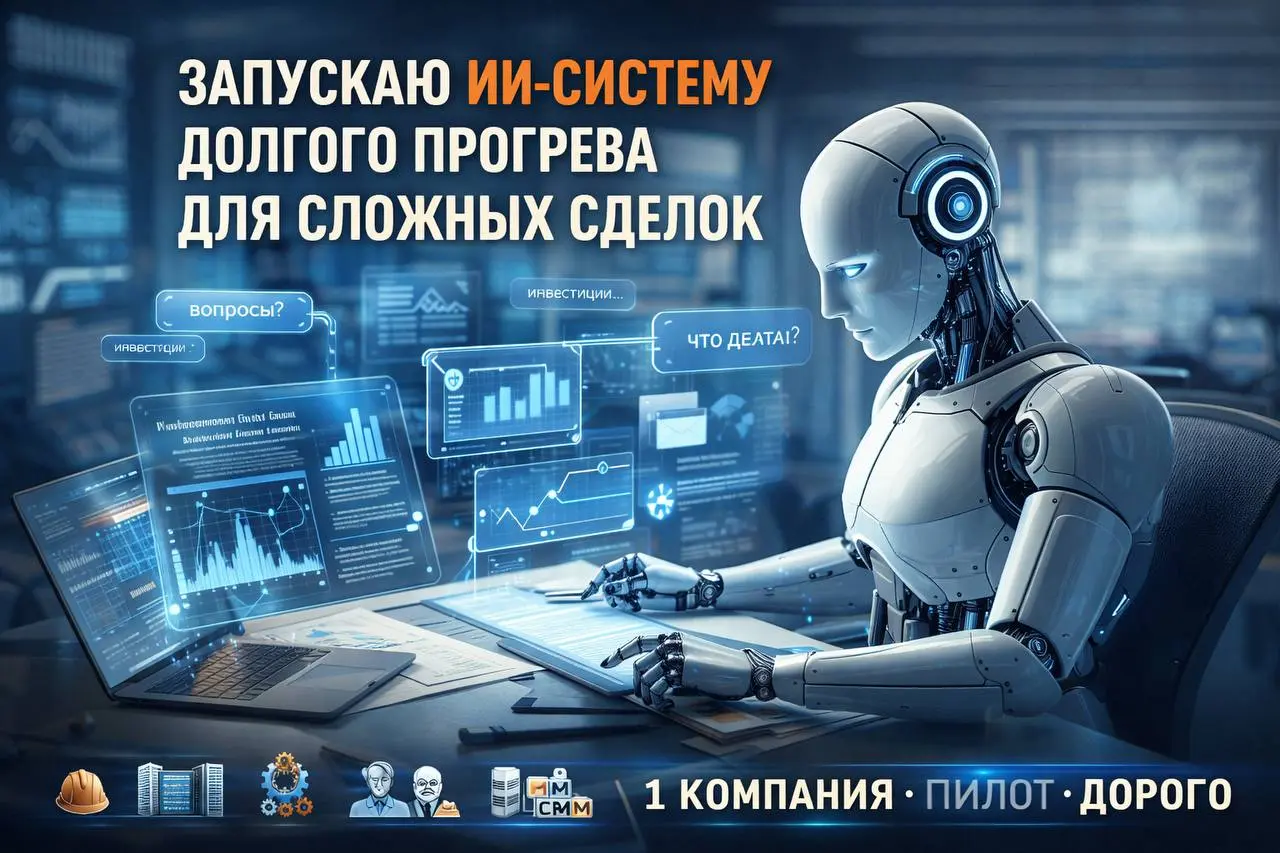 Запускаю ИИ-систему долгого прогрева для сложных и дорогих сделок
Я запускаю пилотный проект.
Суть — ИИ-воронка, которая ведёт клиента от первого касания до покупки столько, сколько нужно.
Месяц | Сетка — социальная сеть от hh.ru