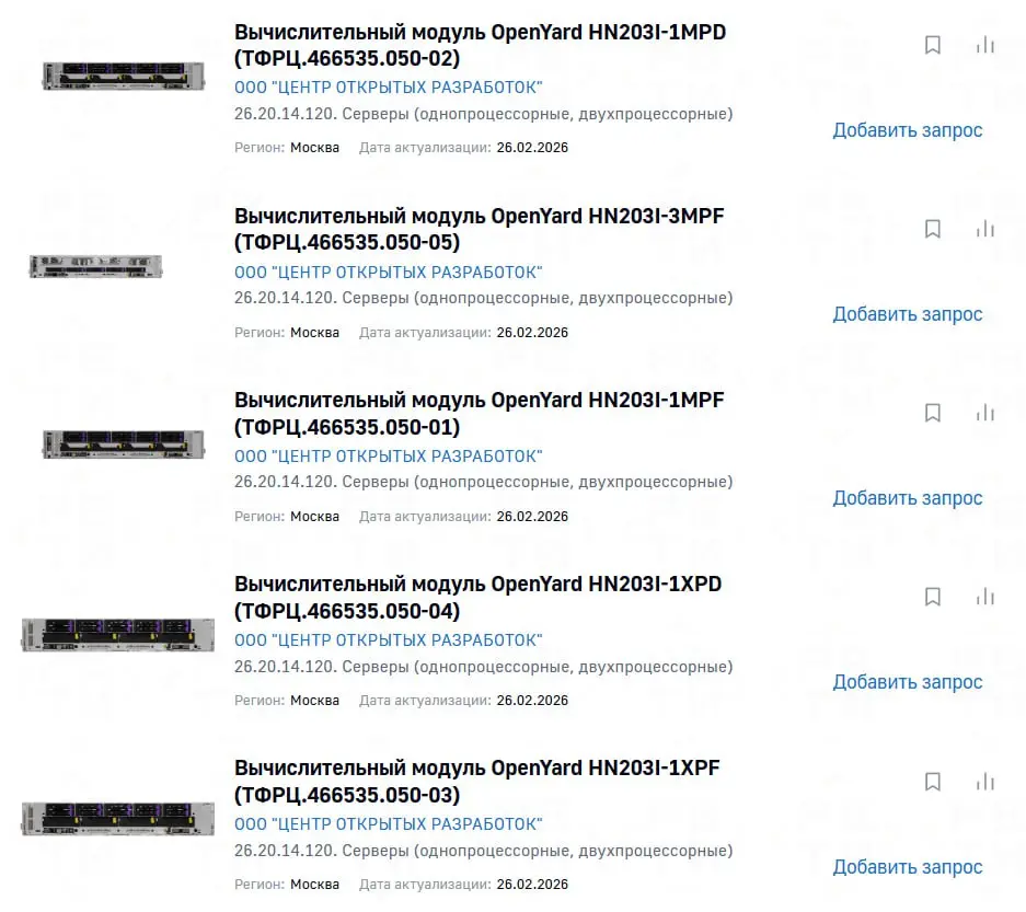 #гиспновинки
Вычислительные модули OpenYard HN203I от компании ООО "ЦЕНТР ОТКРЫТЫХ РАЗРАБОТОК".
Сильно заострять внимание на характеристиках не буду, так как серверы — не мой профиль | Сетка — социальная сеть от hh.ru