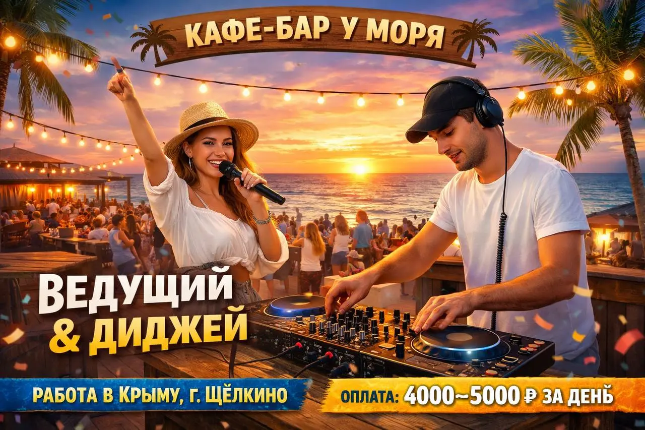 ВЕДУЩИЙ и ДИДЖЕЙ
4 000₽/смена - 5 000₽/смена
Кафе-Бар у моря
• Республика Крым, г. Щёлкино
• Другое
• +79788022086
В этом посте были ссылки, но мы их удалили по правилам Сетки | Сетка — социальная сеть от hh.ru