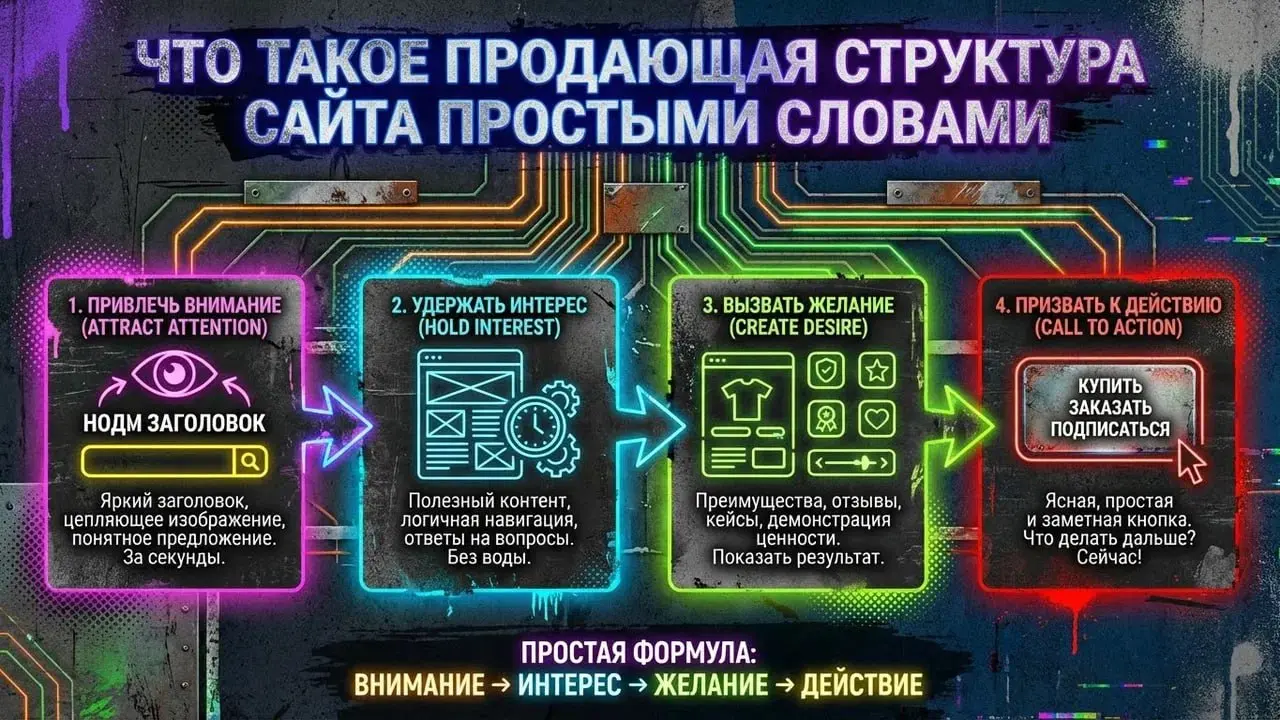 Что такое продающая структура сайта простыми словами
Если объяснять без терминов, продающая структура - это разговор с клиентом. Не в лоб, а шаг за шагом | Сетка — социальная сеть от hh.ru