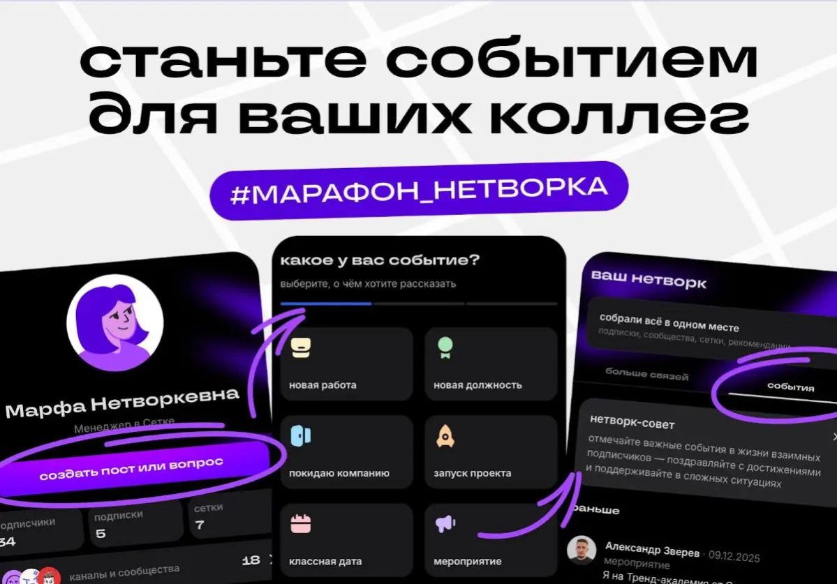 Станьте событием для ваших коллег | Сетка — социальная сеть от hh.ru