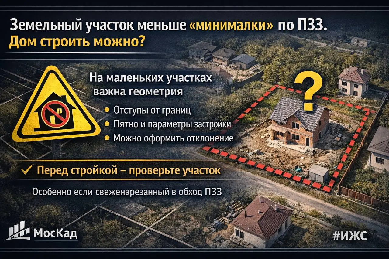 Земельный участок меньше “минималки” по ПЗЗ. Дом строить можно?
Чаще всего - да. Но не “как получится”.
Суть простая: минимальный размер участка - это правило для образования новых участков | Сетка — социальная сеть от hh.ru