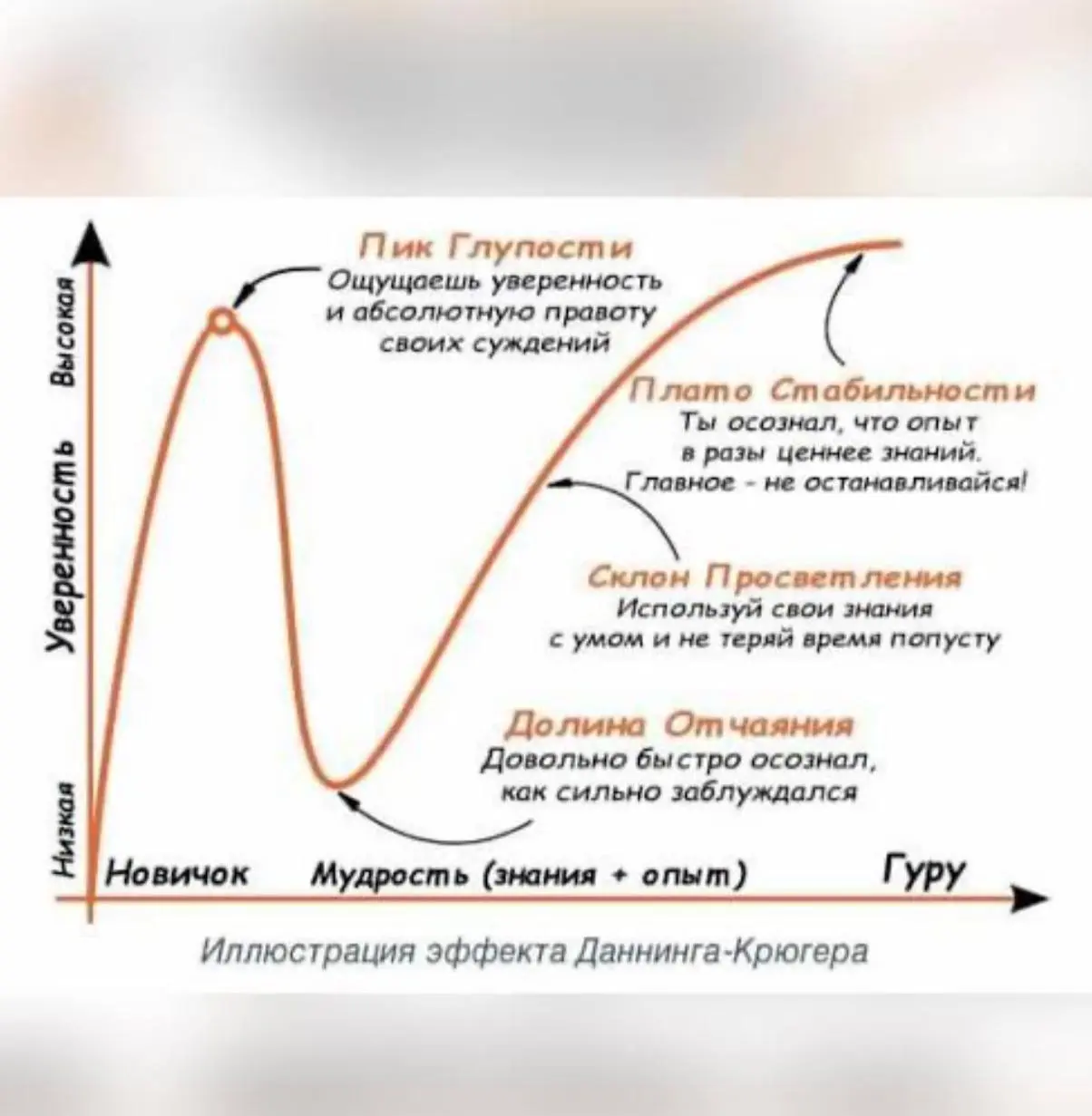 Почему худший сотрудник считает себя гением, а лучший сомневается в себе? 🧠
В менеджменте есть одна когнитивная ловушка, которая ломает карьеру и разрушает команды. Это эффект Даннинга-Крюгера | Сетка — социальная сеть от hh.ru