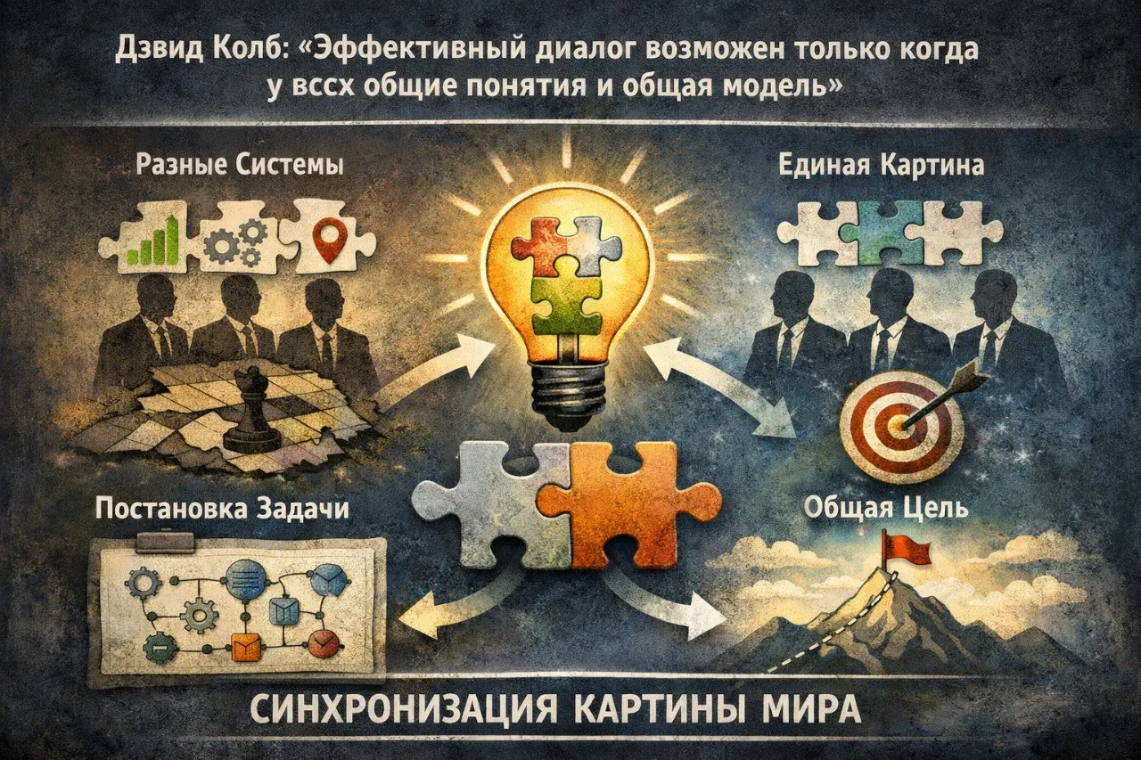Самая недооценённая причина управленческих конфликтов
(и она не в характерах) Дэвид Колб сказал: стратегический диалог возможен только тогда, когда у людей общие понятия и общая модель | Сетка — социальная сеть от hh.ru
