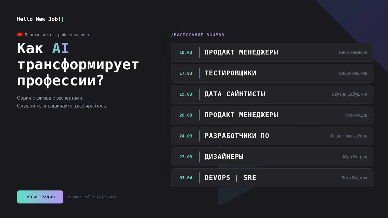 Как ИИ трансформирует профессии? с учётом адского разгона новых моделей.
Спойлер: лично я считаю и уже вижу наглядно, что профессии изменятся кардинально | Сетка — социальная сеть от hh.ru