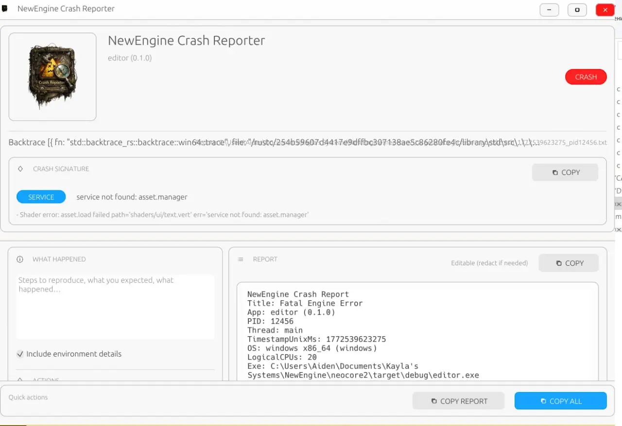 #NewEngine #CrashReporter #Rust #Стабильность
Друзья, мы сделали это! Наш собственный CrashReporter полностью готов и уже интегрирован в билды | Сетка — социальная сеть от hh.ru