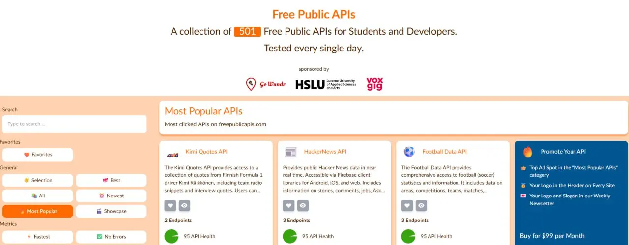 Где искать живые API?
Бесплатные API живут по закону джунглей: сегодня он есть, завтра лимит в 10 запросов в час, послезавтра владелец все удалил, потому что задолбался платить за хостинг | Сетка — социальная сеть от hh.ru
