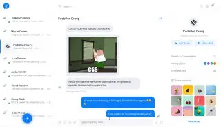 Messaging App UI with Dark Mode - Пользовательский интерфейс приложения для обмена сообщениями. Реализован с помощью CSS и JavaScript.
https://codepen.io/TurkAysenur/pen/ZEbXoRZ | Сетка — социальная сеть от hh.ru