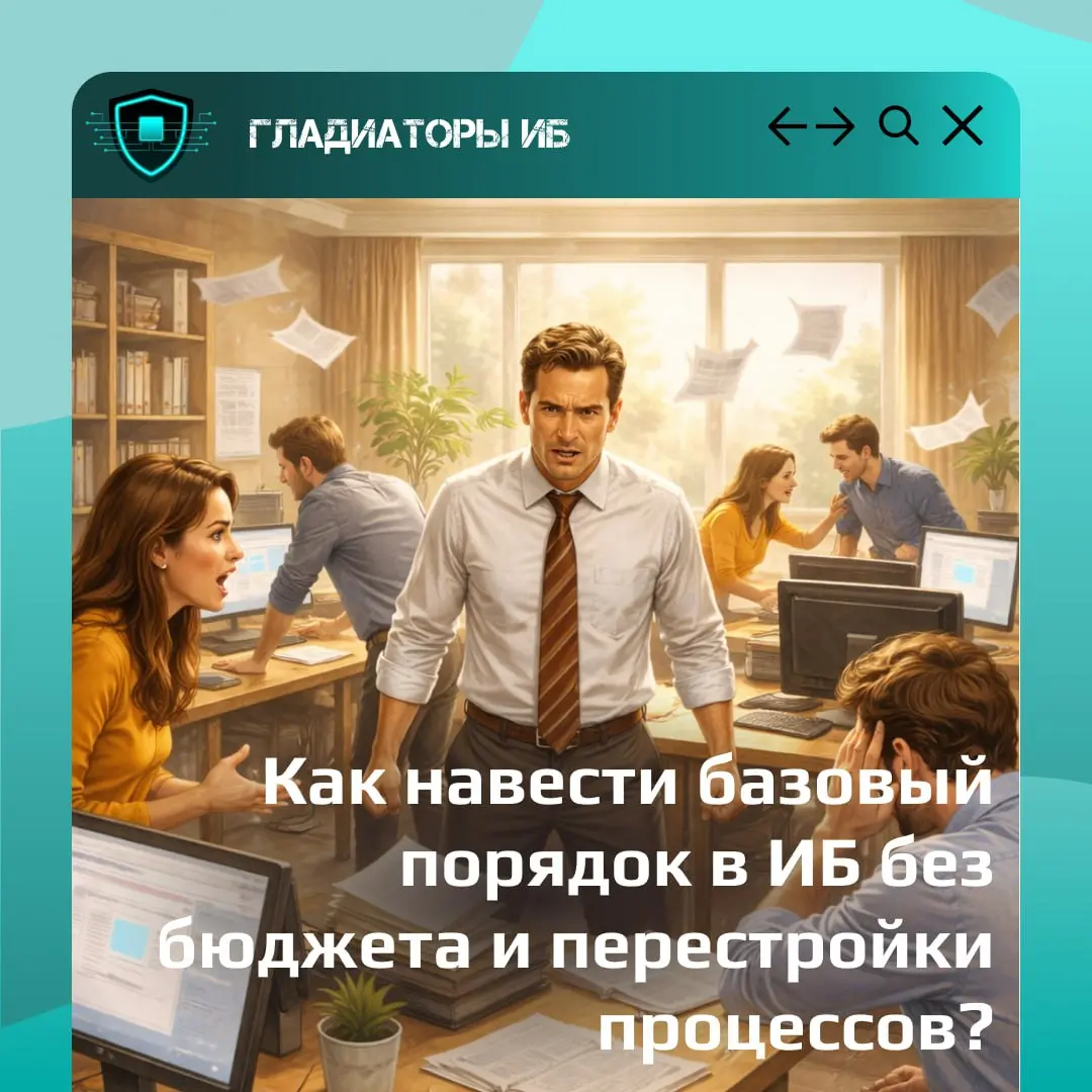 Большинство проблем с ИБ в МСБ возникает не из-за отсутствия средств защиты, а из-за хаоса в доступах и ответственности.
Порядок в ИБ начинается не с покупки решений, а с управленческих решений | Сетка — социальная сеть от hh.ru