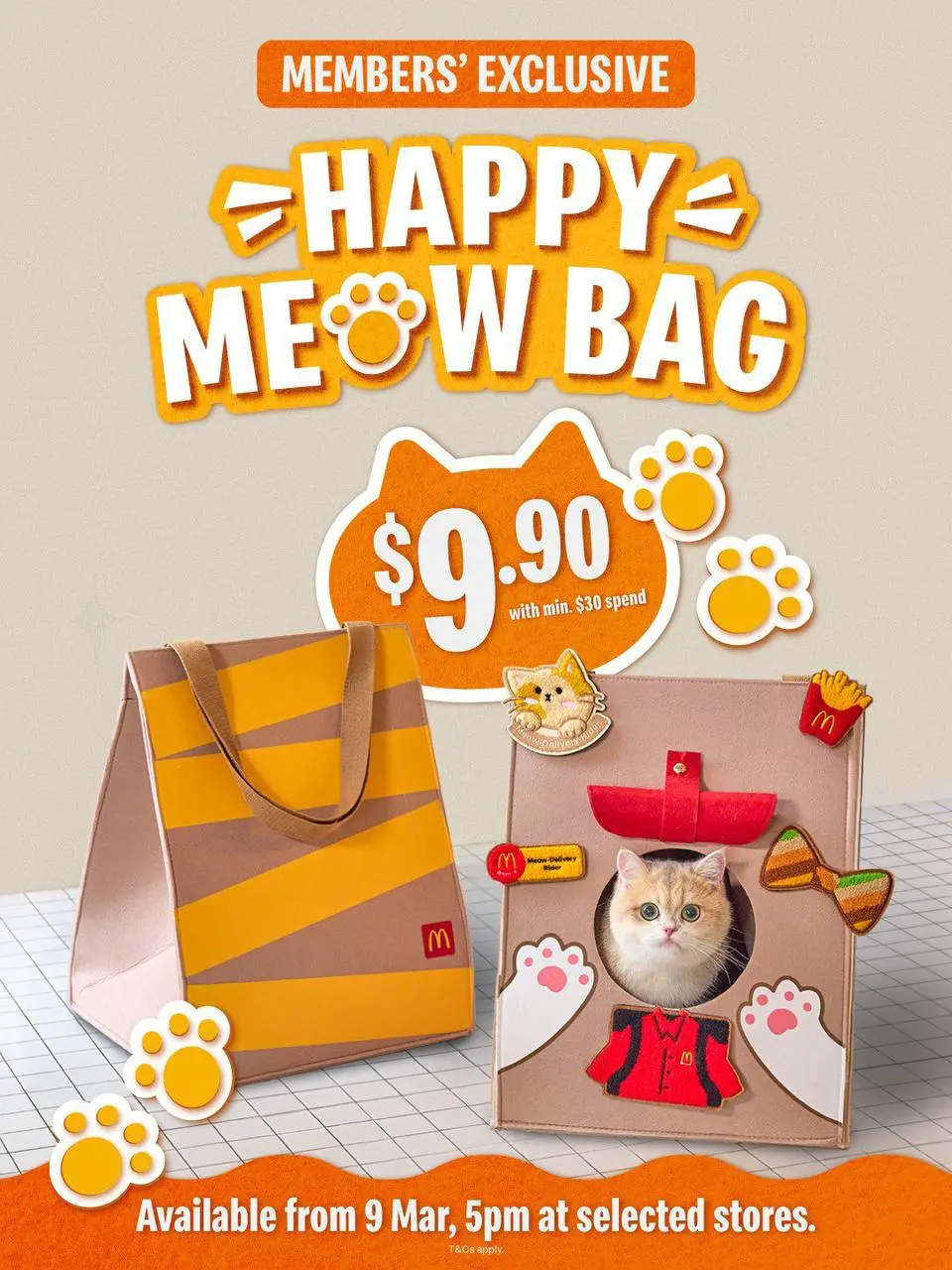 McDonald’s в Сингапуре выпустил переноску для котиков Happy meow bag. Это лимитированный мерч, всего 120 штук и купить его можно будет за 9,9 сингапурских долларов (604 рубля) | Сетка — социальная сеть от hh.ru