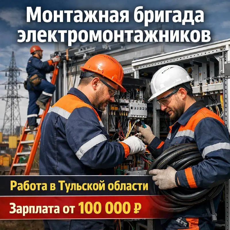 МОНТАЖНАЯ БРИГАДА ЭЛЕКТРОМОНТАЖНИКОВ
От 100 000₽
Прямой работодатель
• Тульская область
• Строительство
• @baxarevaa
В этом посте были ссылки, но мы их удалили по правилам Сетки | Сетка — социальная сеть от hh.ru