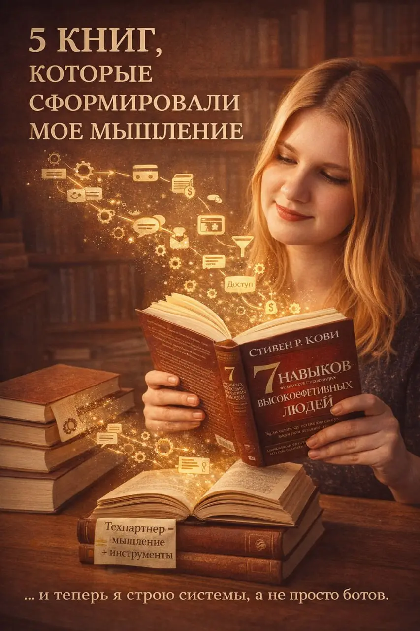 5 книг, которые сформировали мое мышление как техпартнера 📚
Книги. Очень много книг за последние 5 лет. Какие-то читала ещё до того, как стала технарём, какие-то открыла уже в процессе | Сетка — социальная сеть от hh.ru