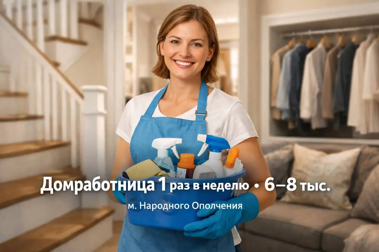 ДОМРАБОТНИЦА (1 РАЗ В НЕДЕЛЮ)
6 000₽/смена - 8 000₽/смена
Прямой работодатель
• Москва, м | Сетка — социальная сеть от hh.ru