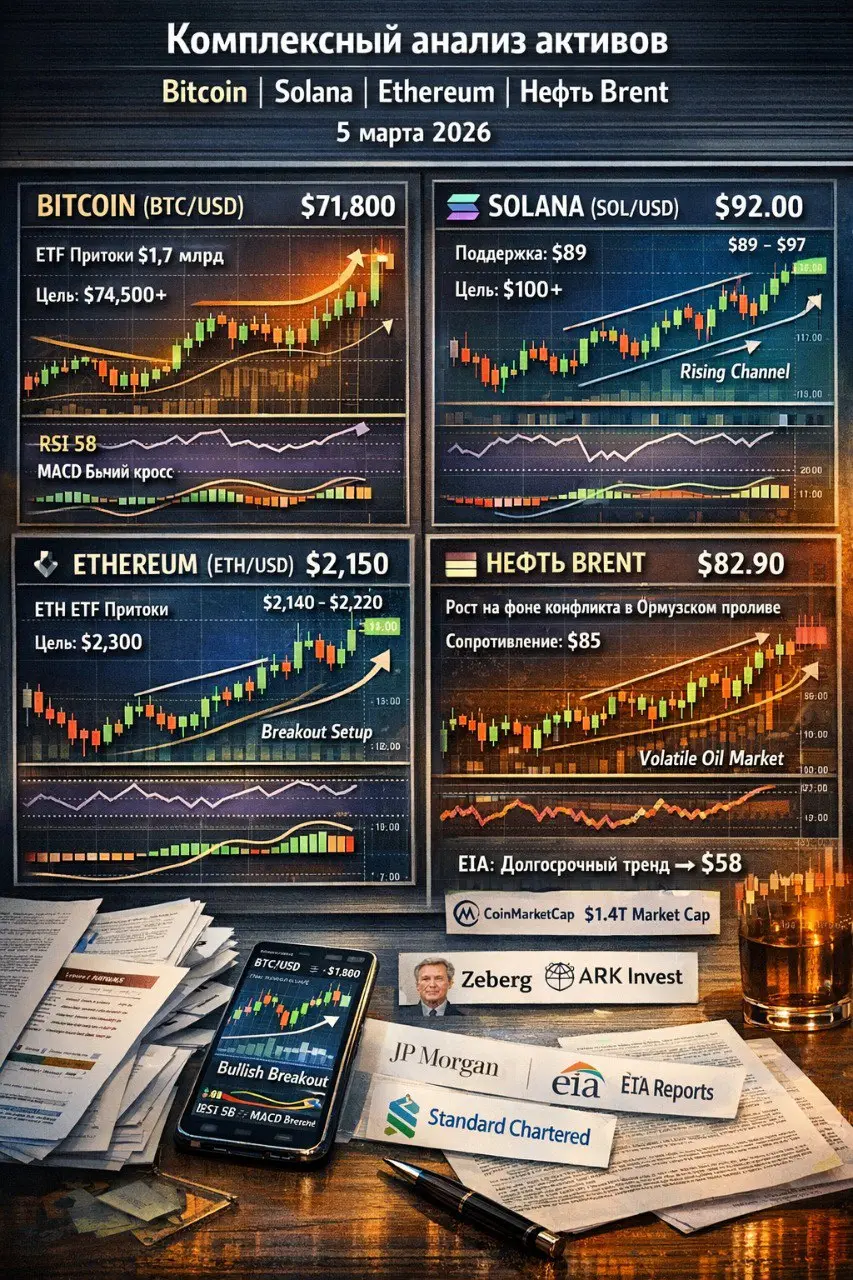 Комплексный анализ активов: Bitcoin, Solana, Ethereum и нефть (Brent) на 5 марта 2026 года
#Экономика #Инвестиции #Крипта #Нефть #Золото #трейдинг #инвестиции #финансы #аналитика #рекомендации #обучен... | Сетка — социальная сеть от hh.ru